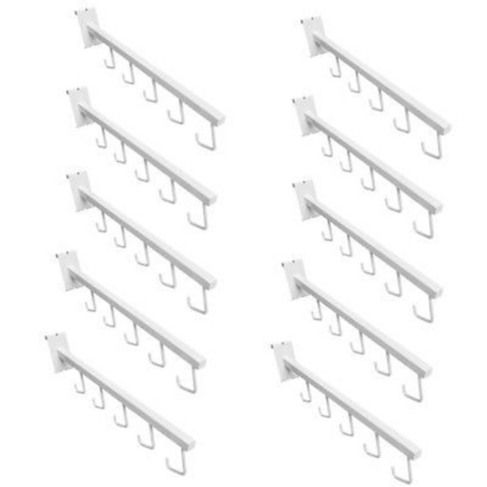 10 Pc 17.5" White Gridwall Waterfall Faceouts 5 J-Hook Square Tube Display Arms