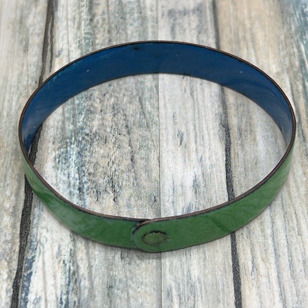 Enamel on copper bangle bracelet artisan size 8”
