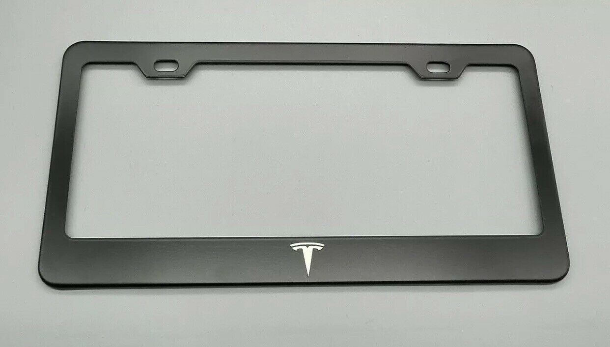 Tesla Logo Black Plastic License Plate Frame