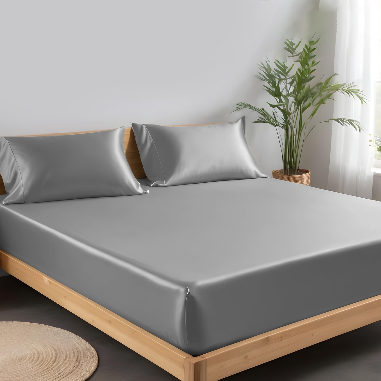 Fitted Sheet Only Viscose Derived from Bamboo, Bottom Sheet for Queen Size Be...