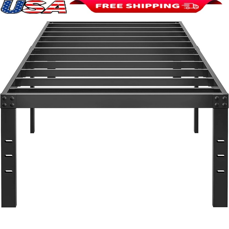 Sturdy Metal Twin Bed Frame Easy Assemble Noise Free Storage Platform Bed New