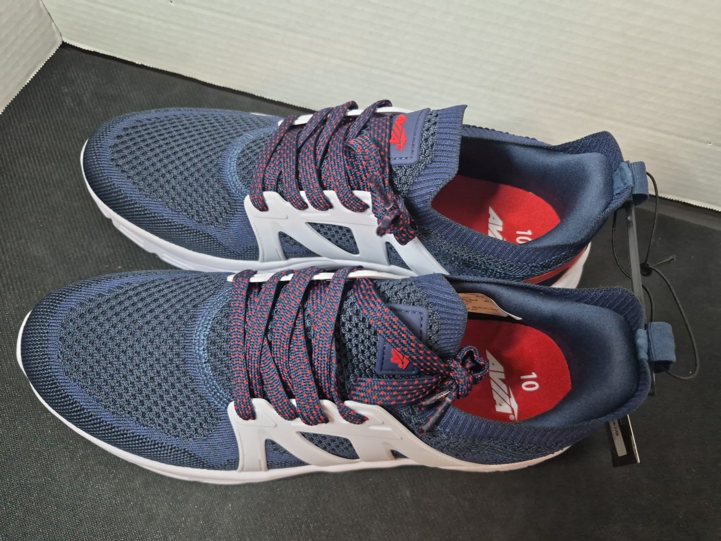 Avia Mens 10 Running Shoes Navy White Red Athletic Lightweight Breathable Mesh