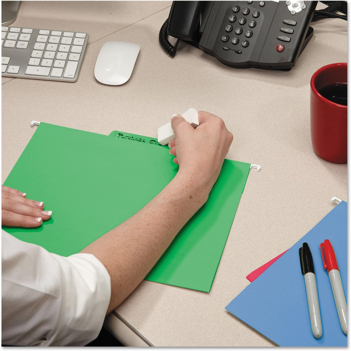 Erasable Fastab Hanging File Folder, 1/3-Cut Built-In Tab, Letter Size, Assorted
