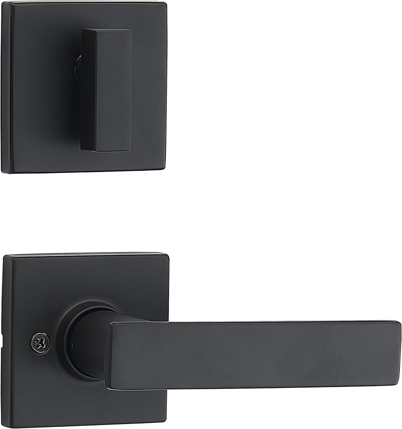 Stylish Square Matte Black Door Handleset with Reversible Lever - Easy Install