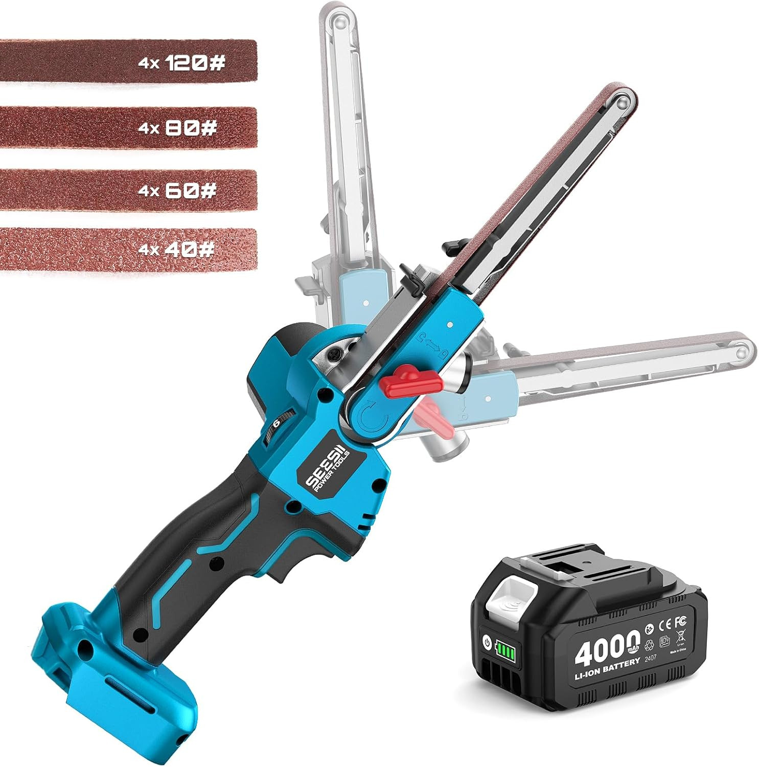 Belt Sander 1/2" X 18", 6 Speeds Max 2300Ft/Min, with 1 * 4.0Ah Battery, Charger