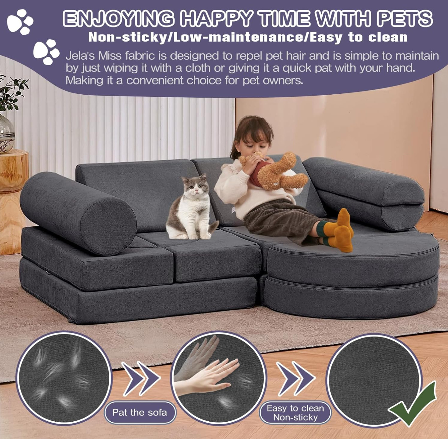 Kids Couch 14PCS Luxury, Floor Sofa Modular Furniture for Adults