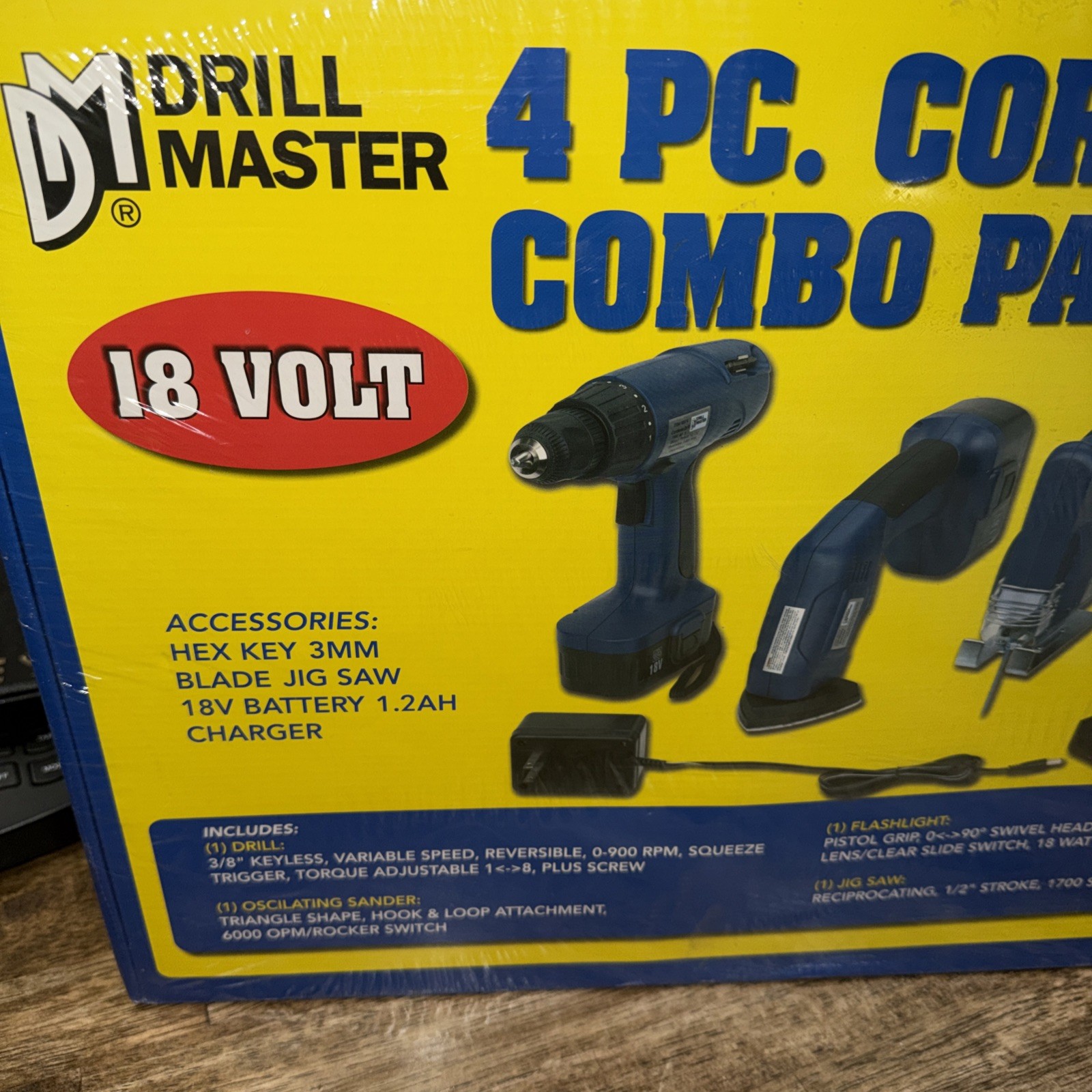 Drill Master 90374 18V 4pc Cordless Combo Pack Brand New