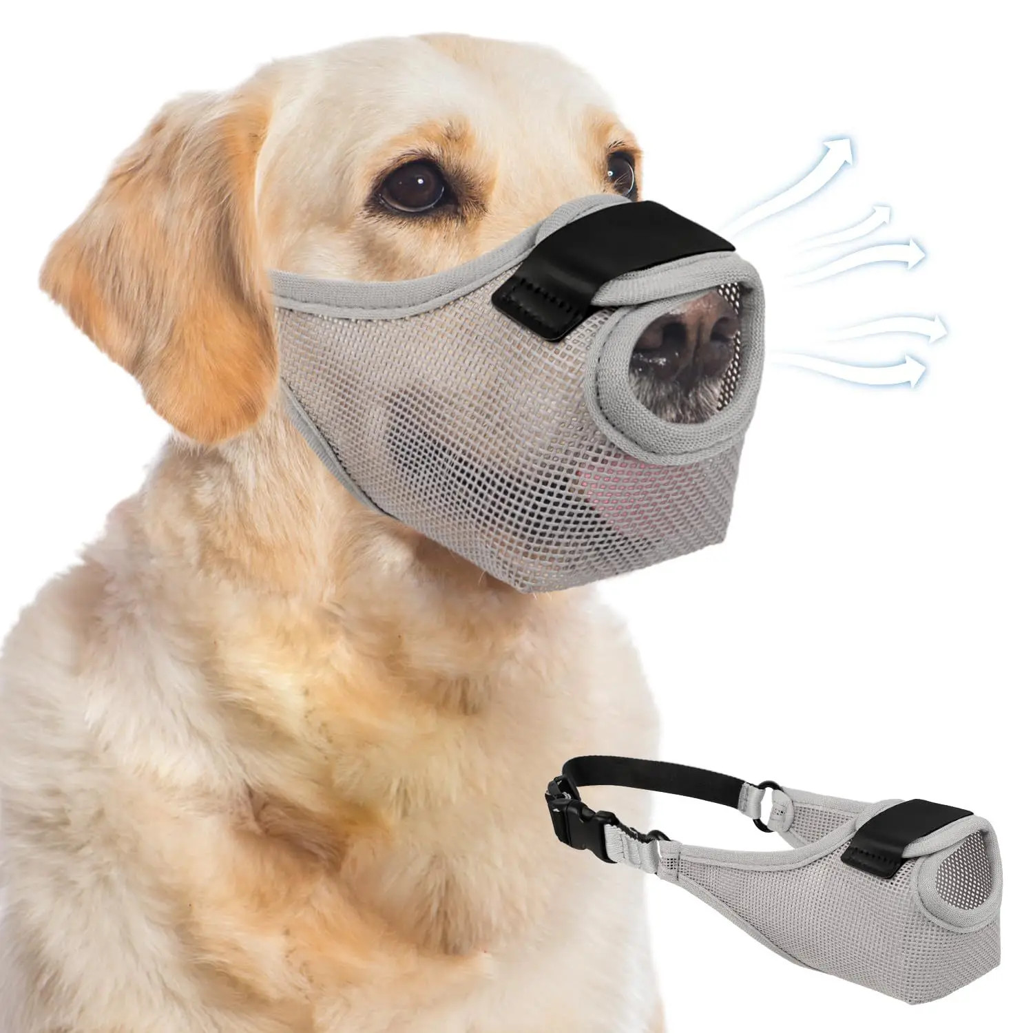 Dog Muzzle Breathable Mesh Dog Basket Adjustable Dog Mouth Guard W