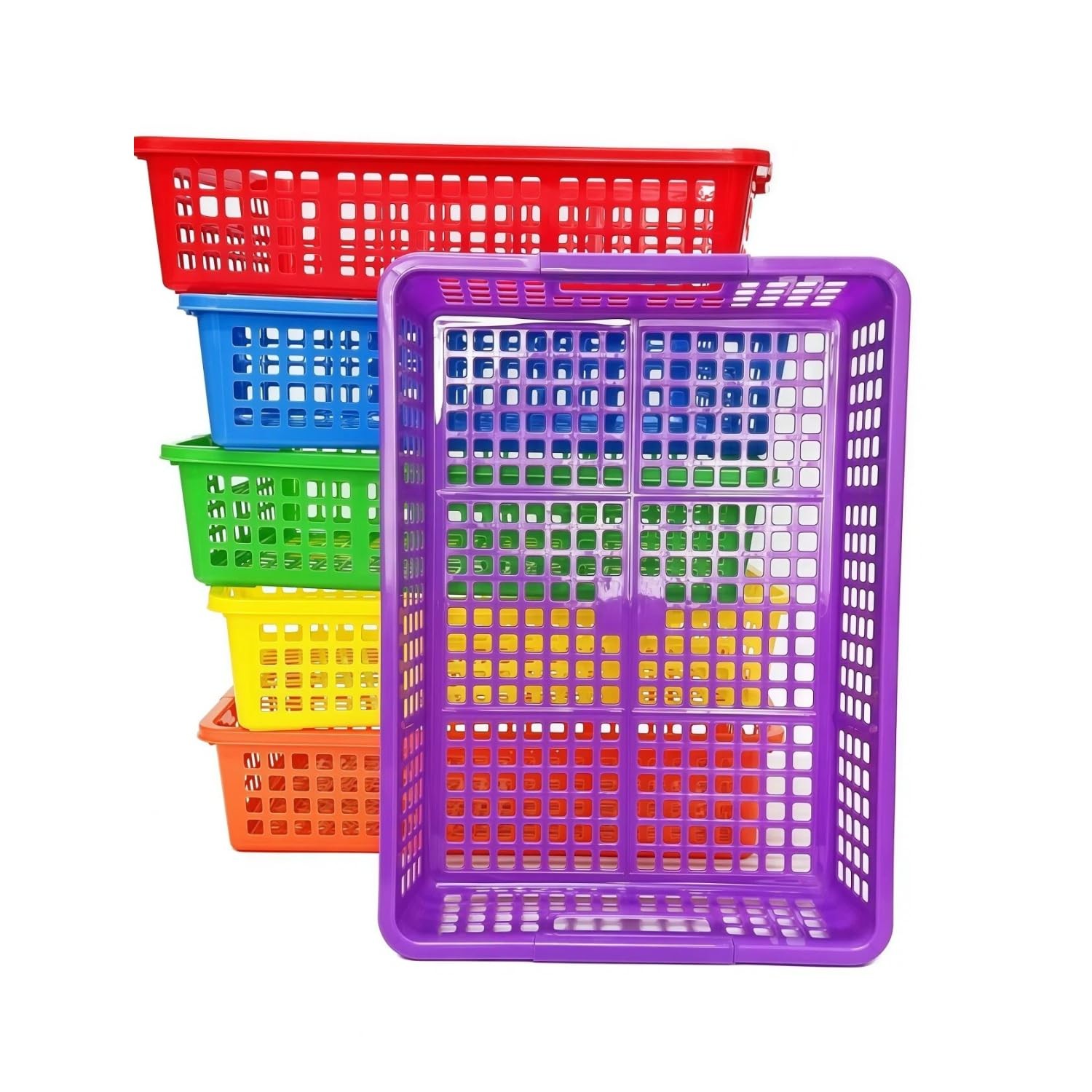 6 PCS Plastic Turn In Paper Trays Classroom Colorful Storage Bin Organizer 4A