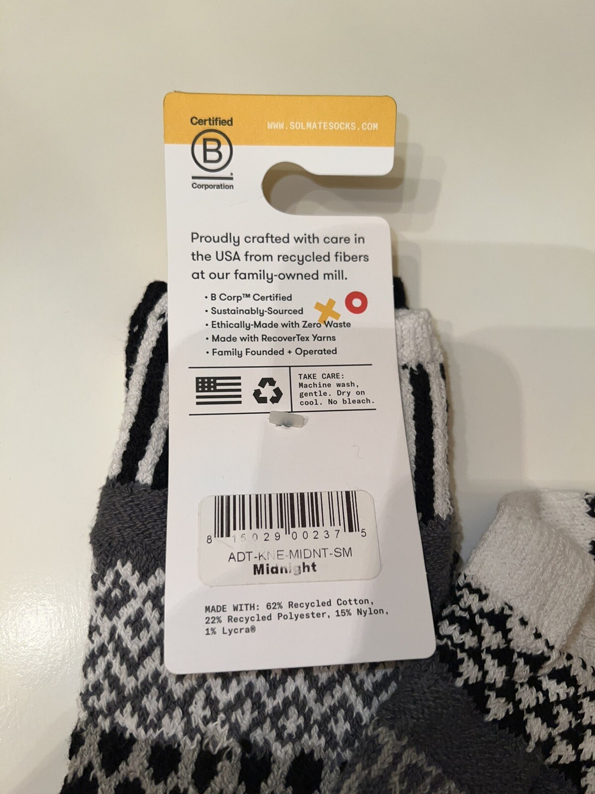 SOLMATE MISMATCHED Knee Socks New Size Adult Small Womens 6-8 Mens 5-7MIDNIGHT