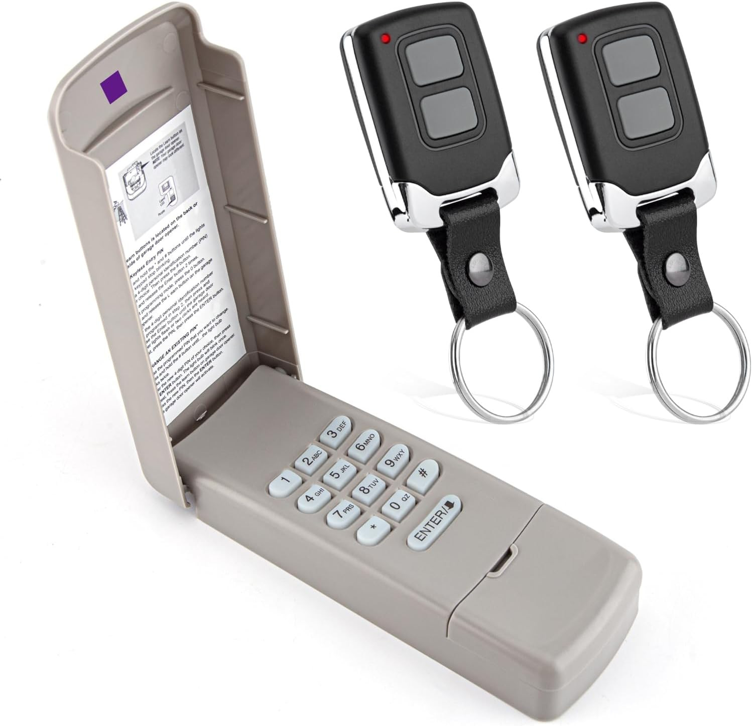 377LM Wireless Keypad 2 Keychain Remotes for Liftmaster Purple Learn Button | 3