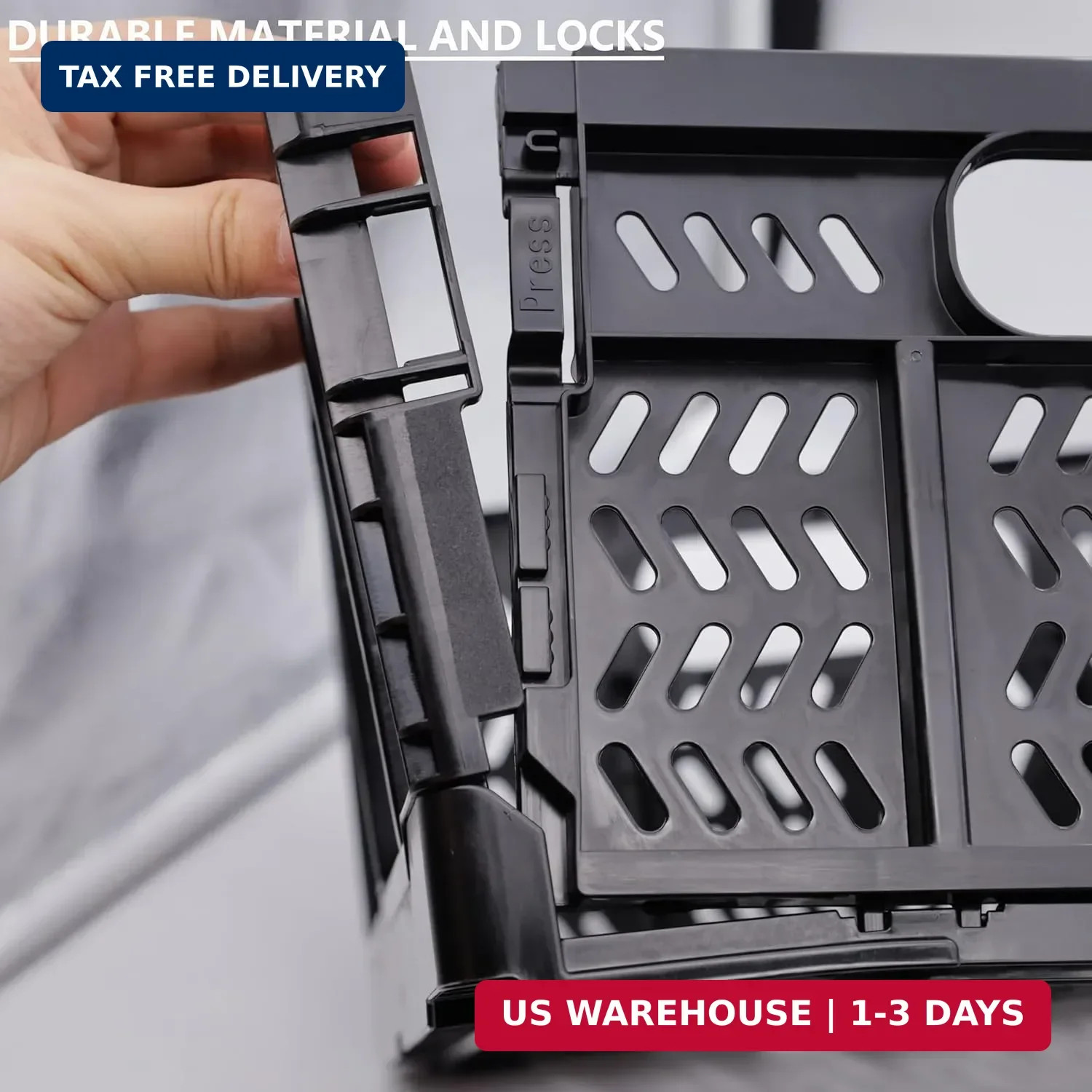 4-Pack Plastic Storage Crates,20L Foldable Baskets,Collapsible Crates, Storage B