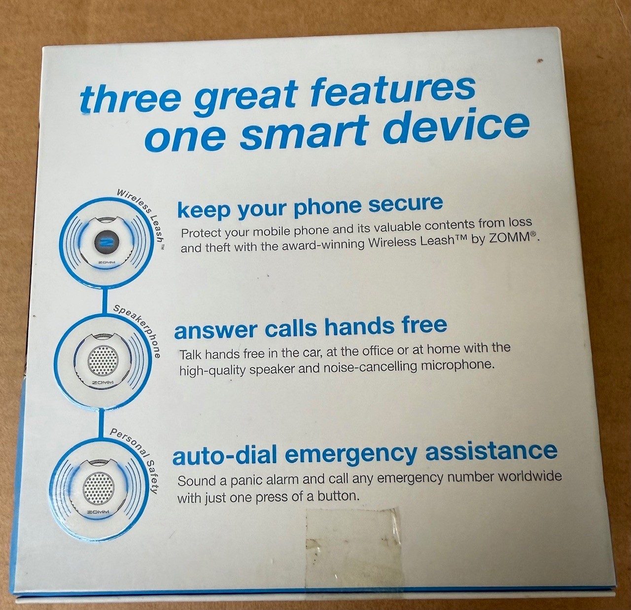 Zomm Bluetooth Wireless Leash Speaker Safety Device, White, NEW/SEALED