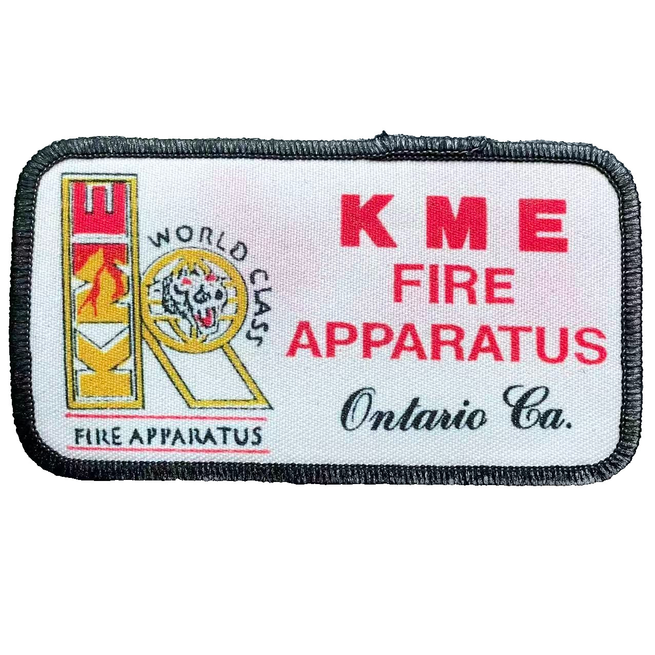 Vintage 1990s KME Fire Apparatus Patch Ontario CA Division Rare Printed Mesh