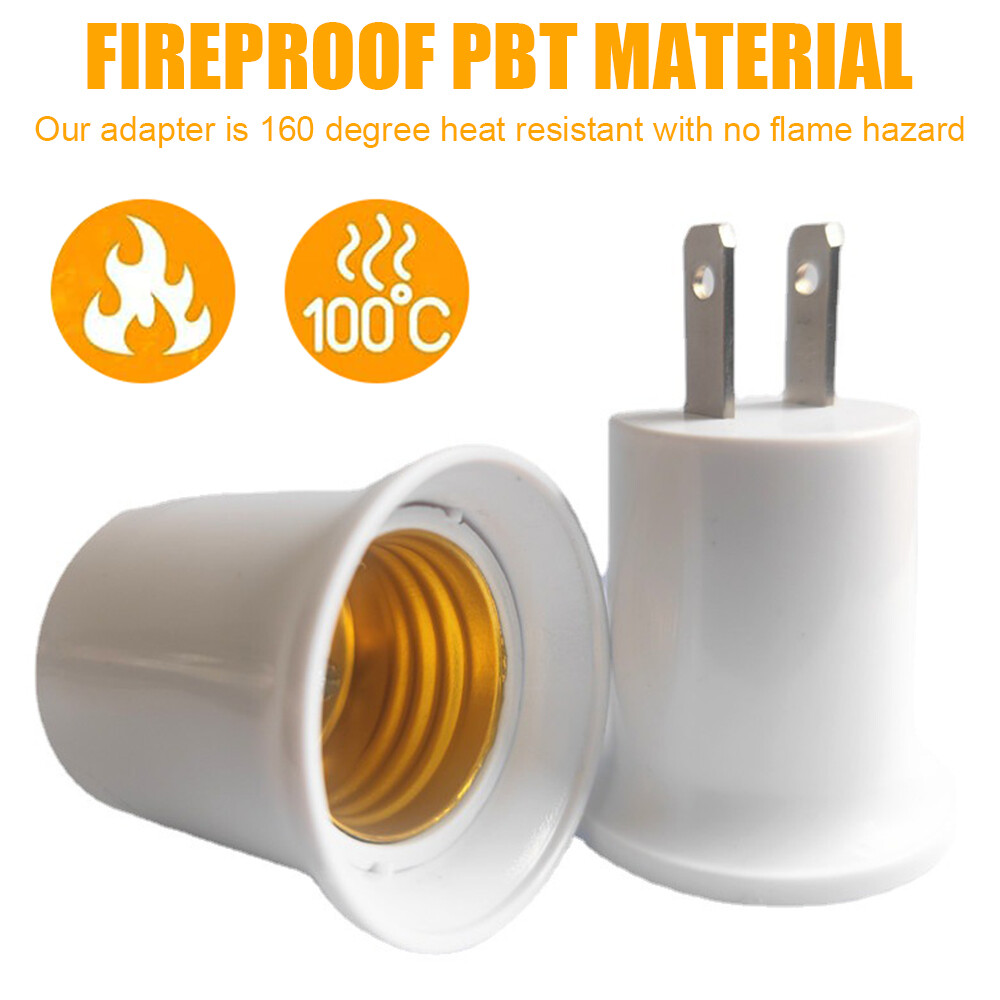 2-10Pcs 110V Outlet to E26/E27 Socket Adapter Plug-In Light Bulb Socket Convert