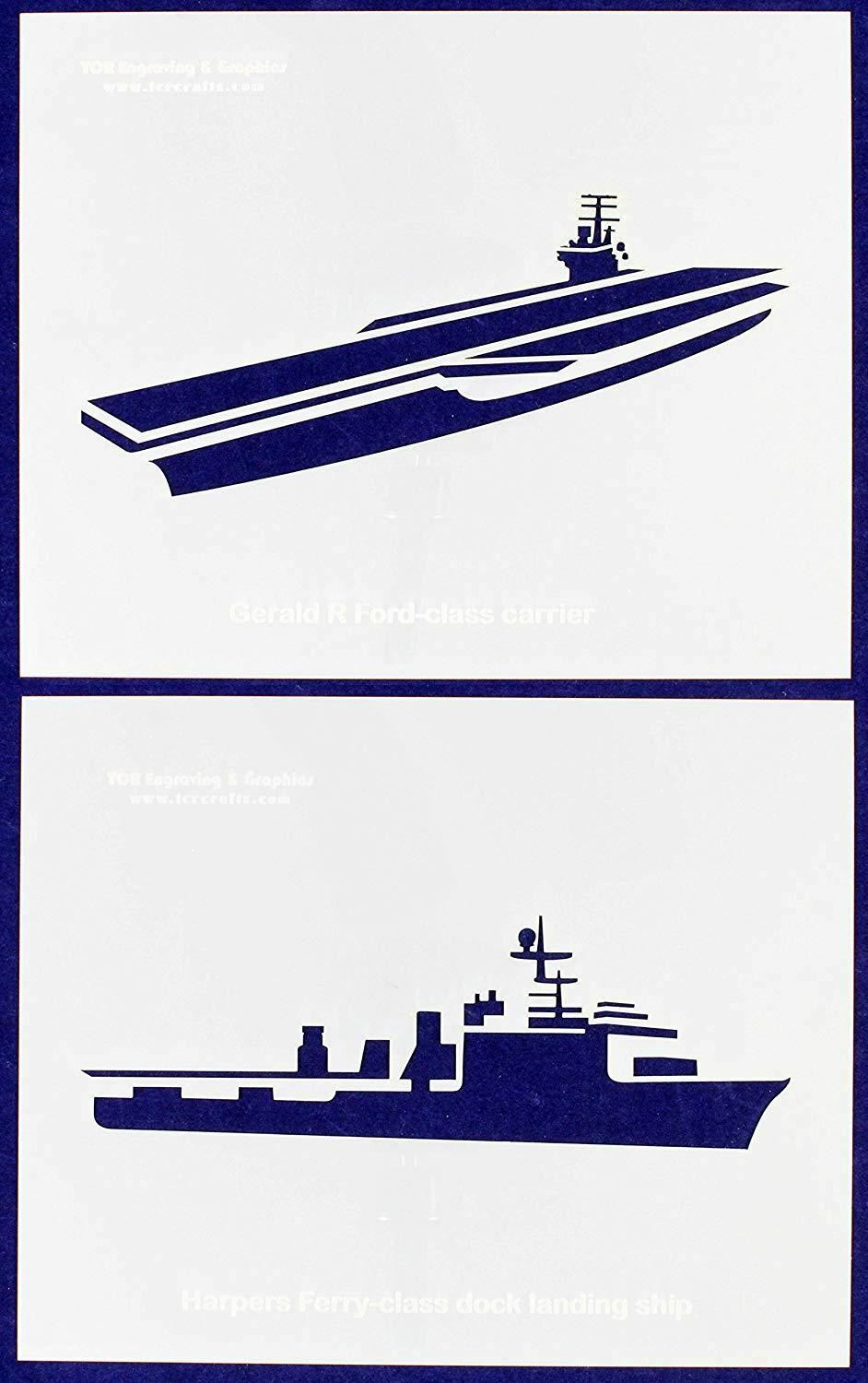 U.S. Navy Ships-Carrier-Landing ship 2 Piece Stencil Set 14 Mil 8" X 10" Paintin
