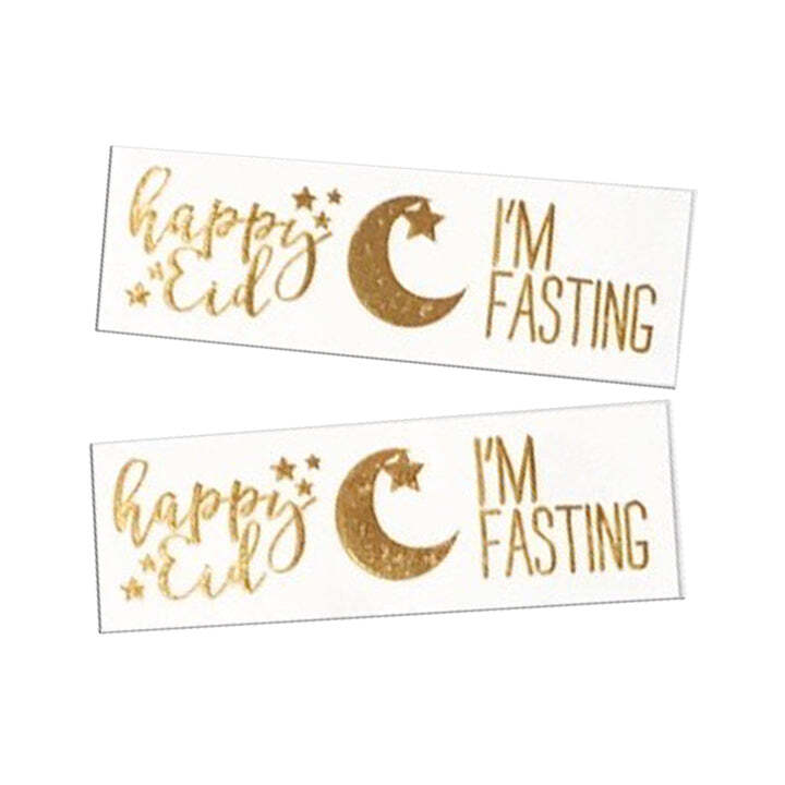 Gold Flash Tattoos ("Happy Eid", Crescent & Star, and "I'm fasting”)