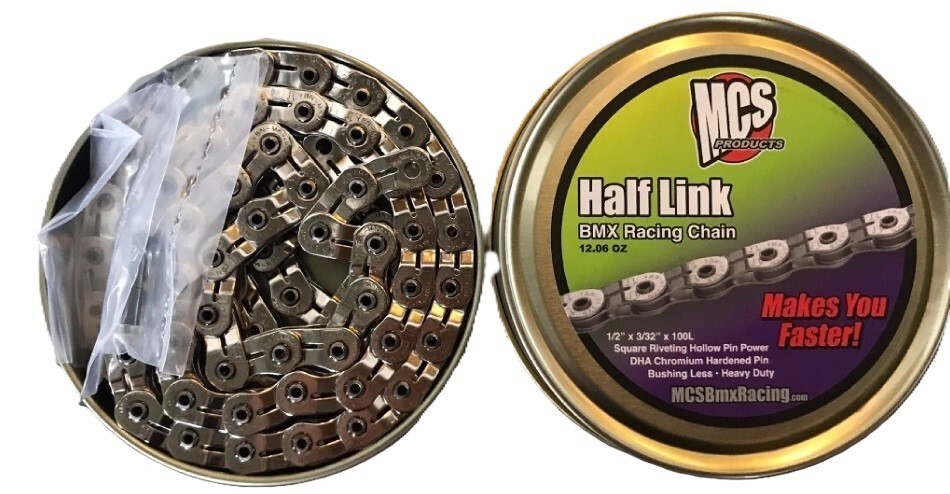 MCS HALF LINK BMX RACING CHAIN 1/2" X 3/32" x 100L SILVER