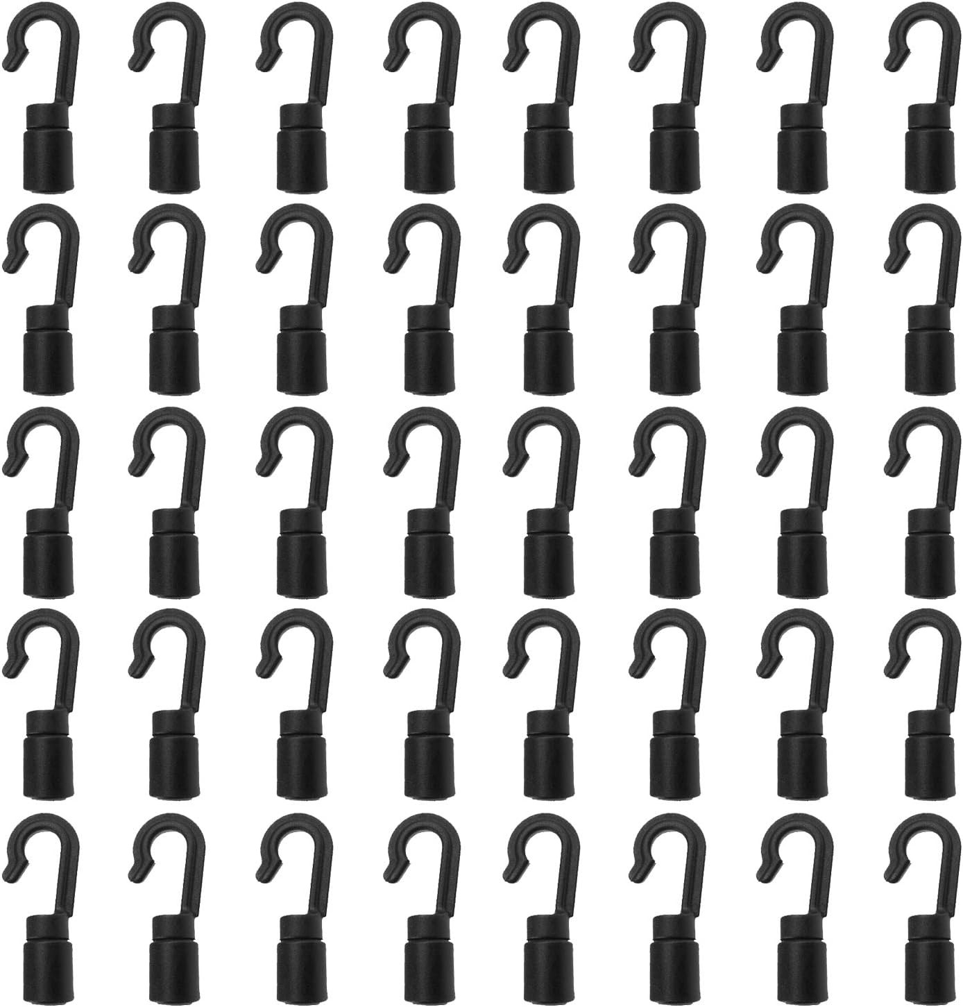 40 Pack Kayak Bungee Shock Cord Hooks for 3/16", 1/5", 13/64", 7/32" Rope