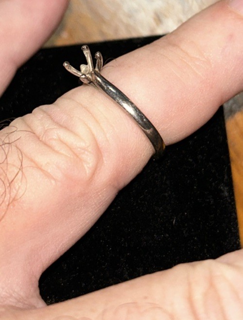 Old Scratched Sterling Silver Engagement Ring Setting marked STER with no stone