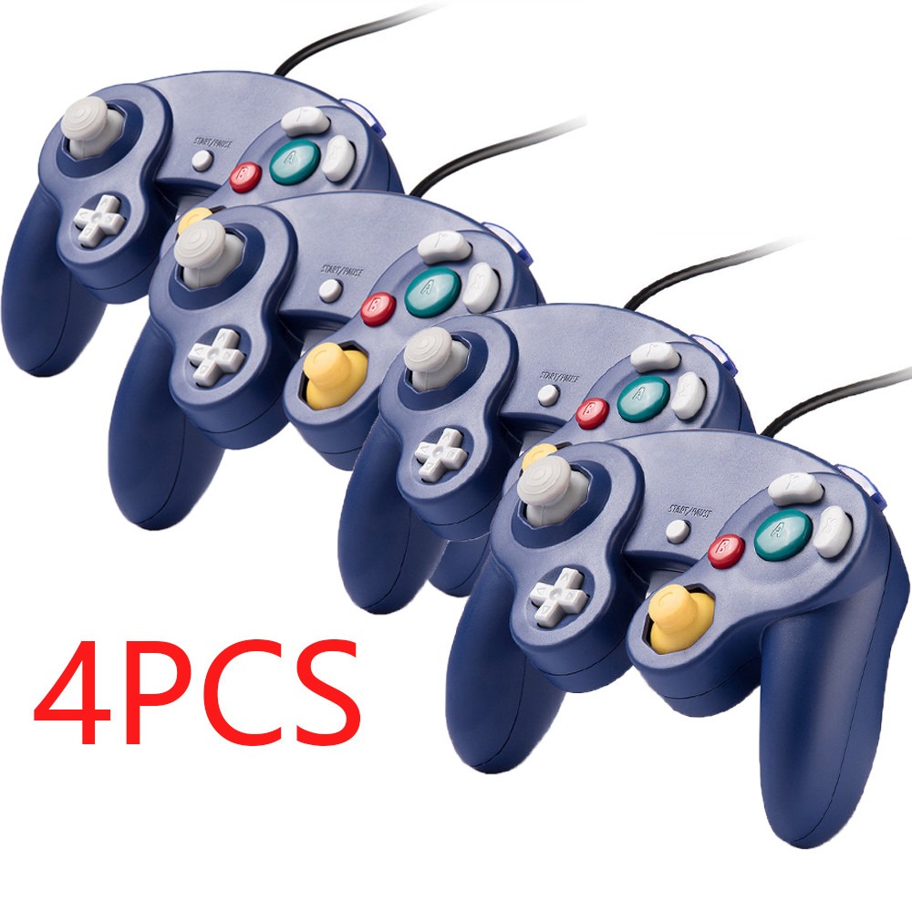 4 Pack Purple Wired NGC Game Controllers for Gamecube Console