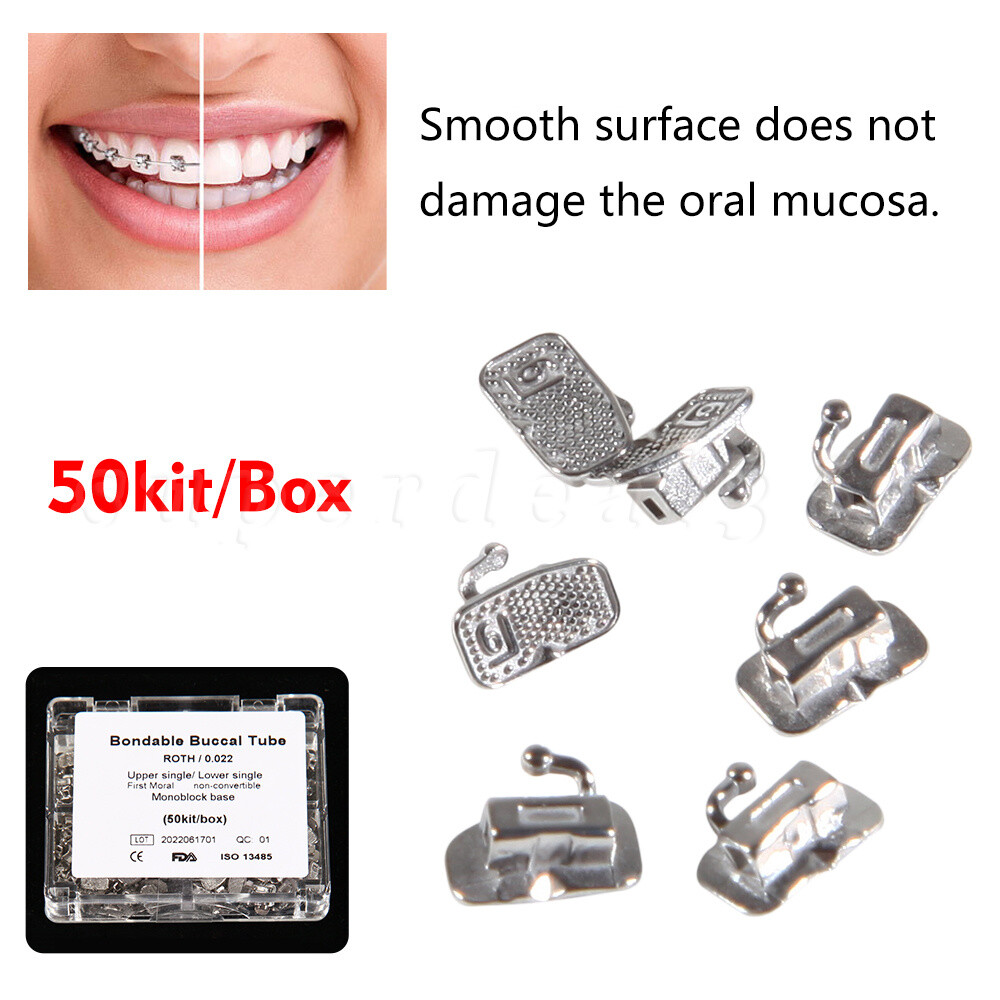 50 Sets Dental Orthodontic Buccal Tube Roth 022 1st Molar Bondable Non-Con ns