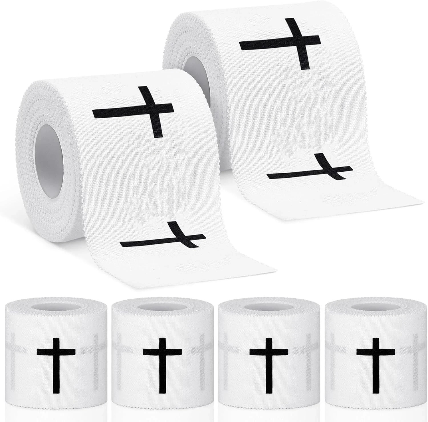 4-Pack Christian Athletic Tape 2in x 23ft, Cross Wrist Wraps for Football Soccer
