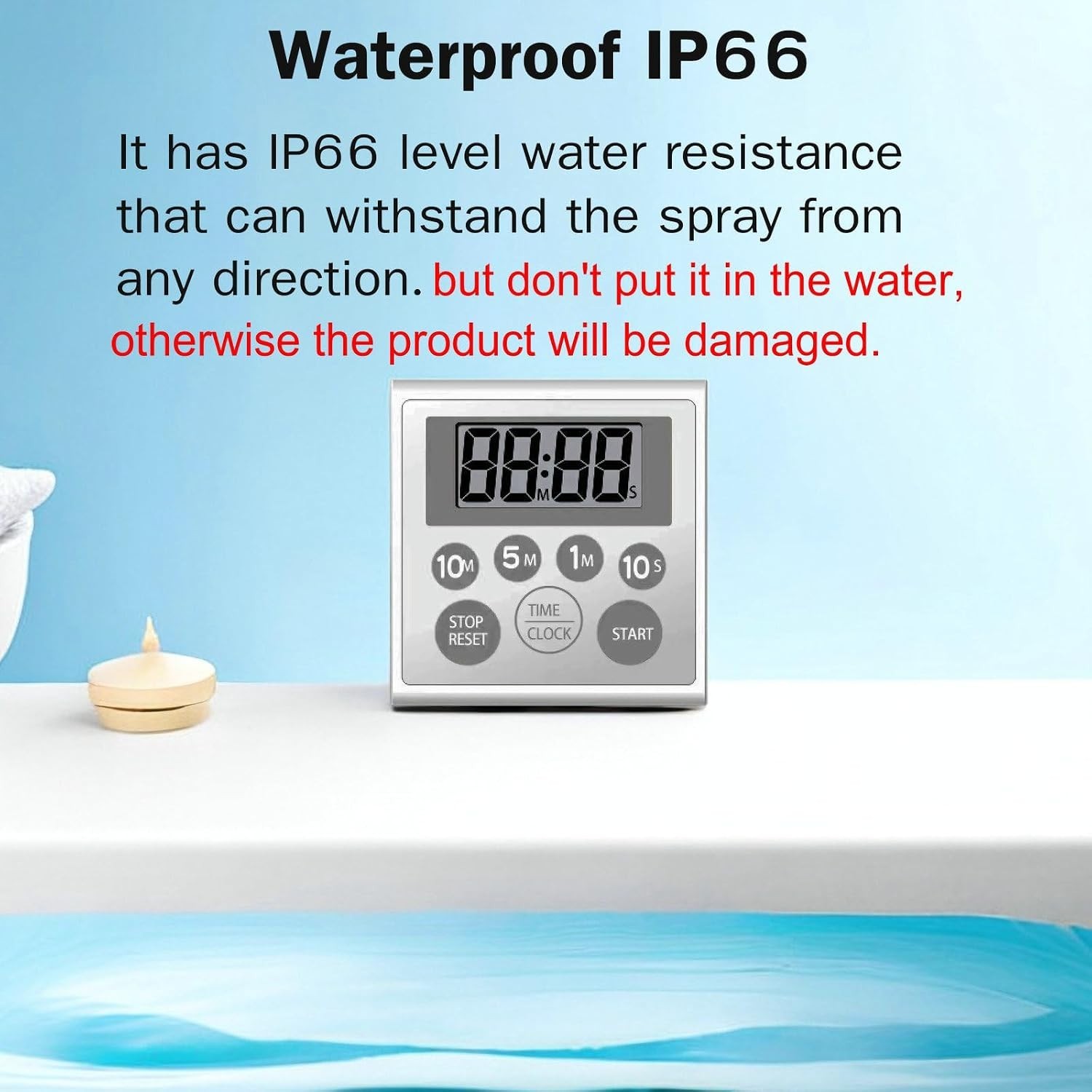 Digital Timer Waterproof Shower Timer Shower Clock Bathroom Kitchen Timer wit...