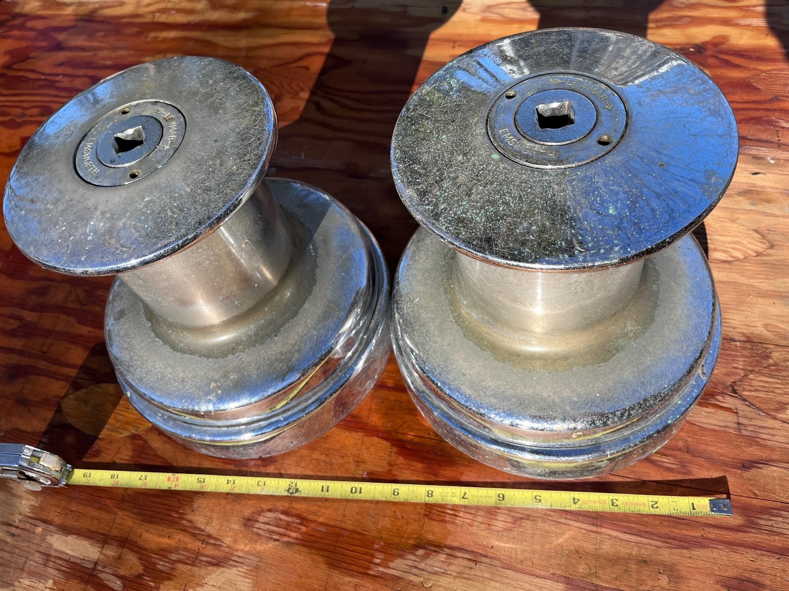 Pair of Chromed Bronze Lewmar Emsworth 2 speed Winches