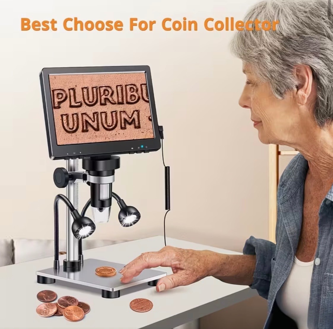 7" IPS Digital Microscope, 1200X Magnification for Coin View, PCB Circuit Repair