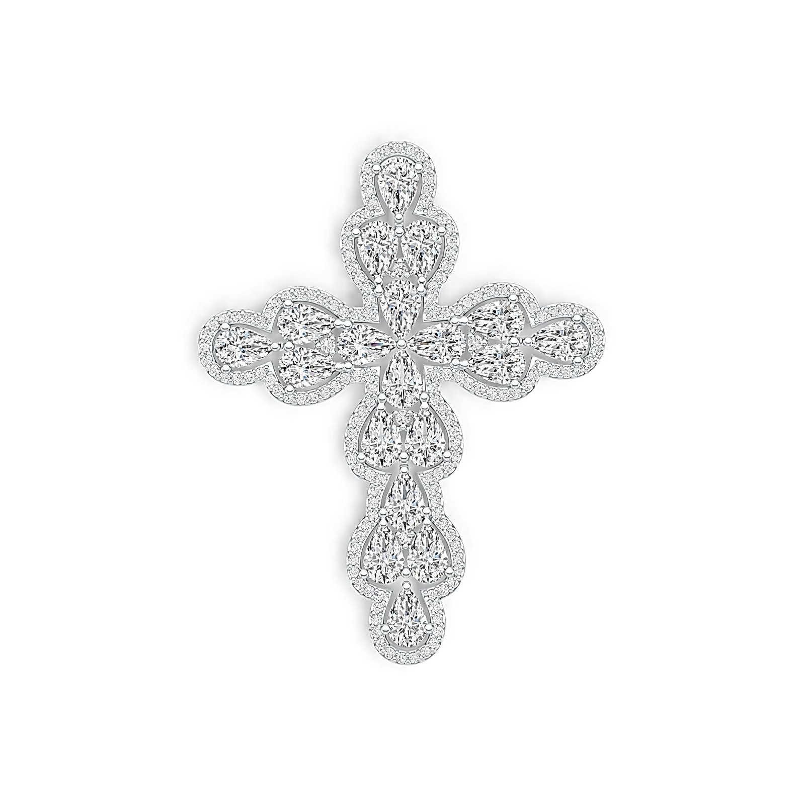 Sterling Silver Semi Mount Pendant Setting Pear PE 6x4mm Cross Pendant