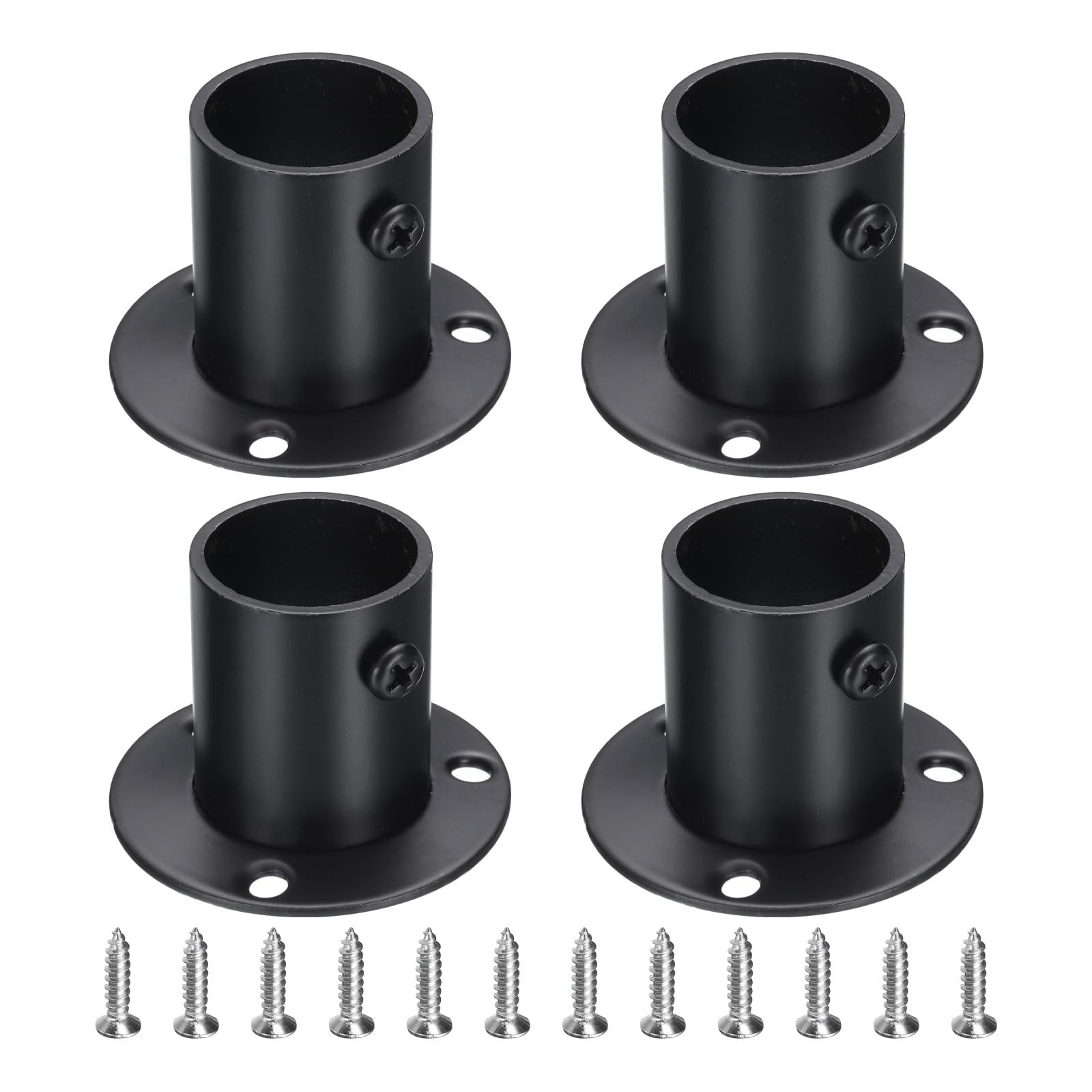 uxcell 4Pcs Stainless Steel Closet Rod Brackets, 1 Inch Dia 1 Inch, Black
