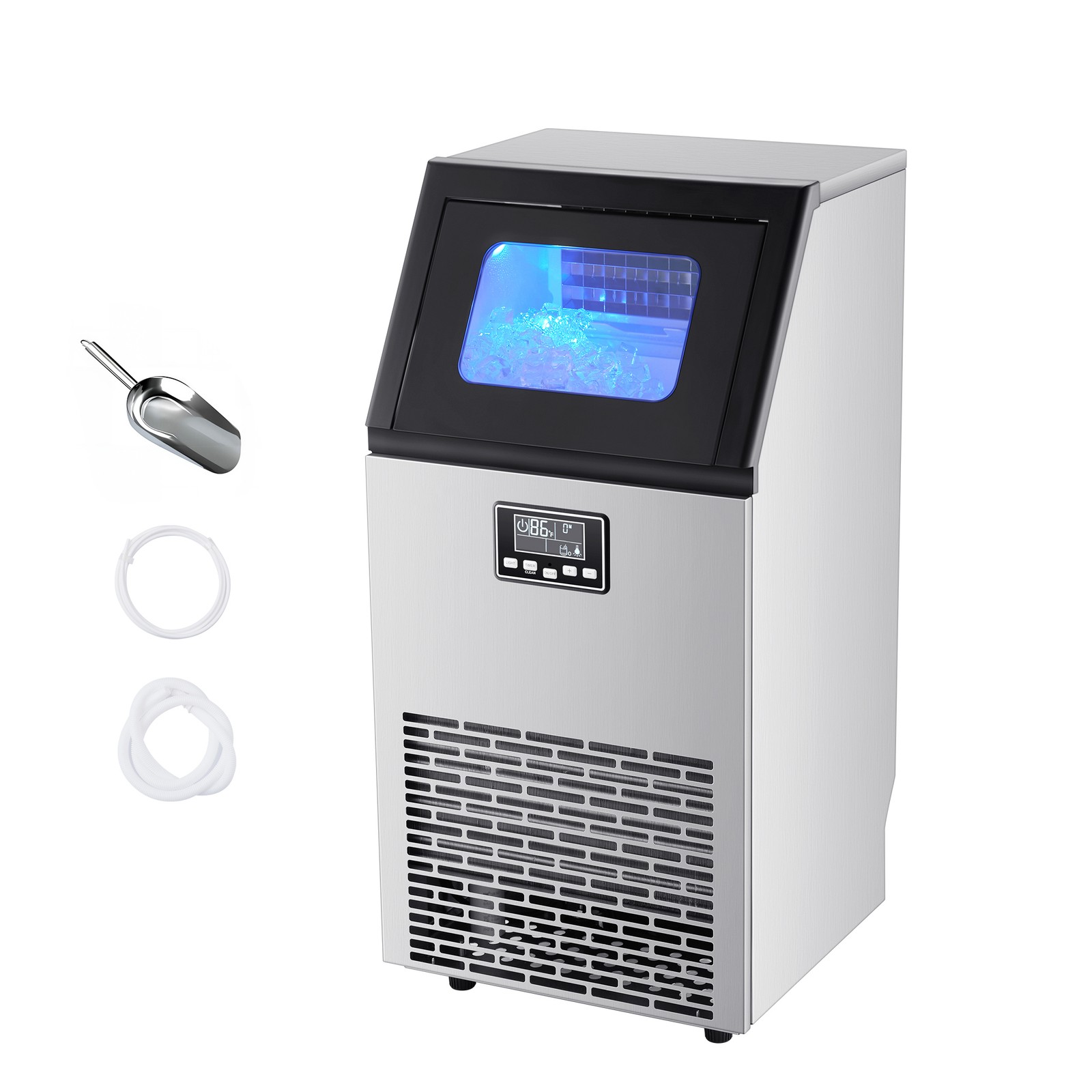 Uimoso 100lbs/24H Commercial Ice Make Built-in Ice Cube Machine W/28lbs Storage