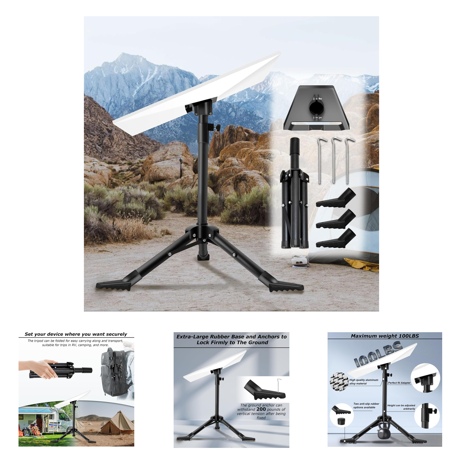 Starlink Gen 3 Mount with Adapter, Tripod Mount for Rev4 Dish, Adjustable