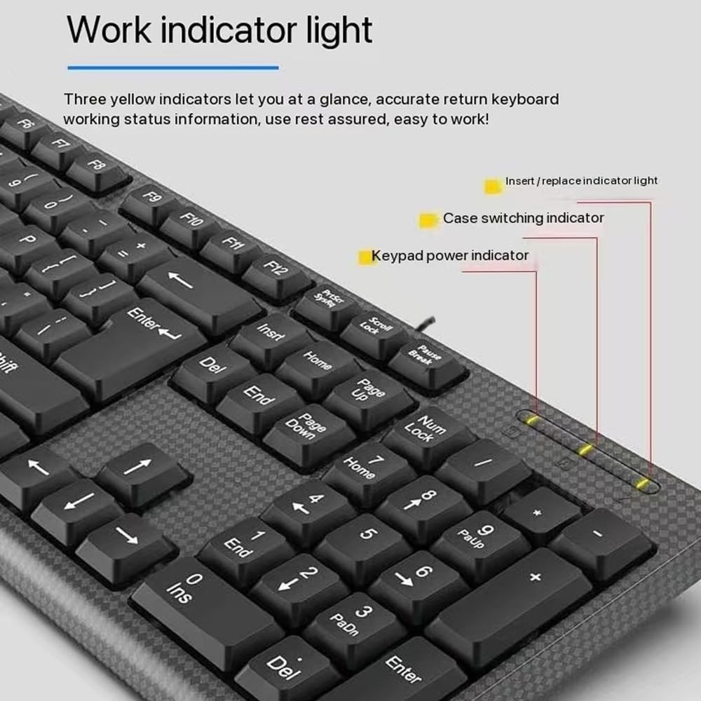 Large Print Keyboard, USB Wired Computer Keyboard with Retro Keycaps, Numeric...