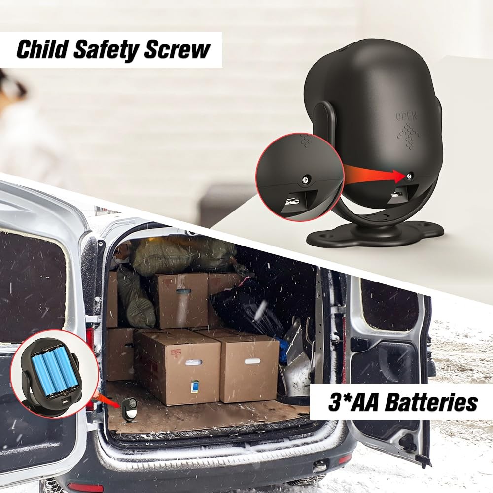 125dB Loud Motion Sensor Alarm with 328ft Remote Control(40ft PIR Detector, 3...