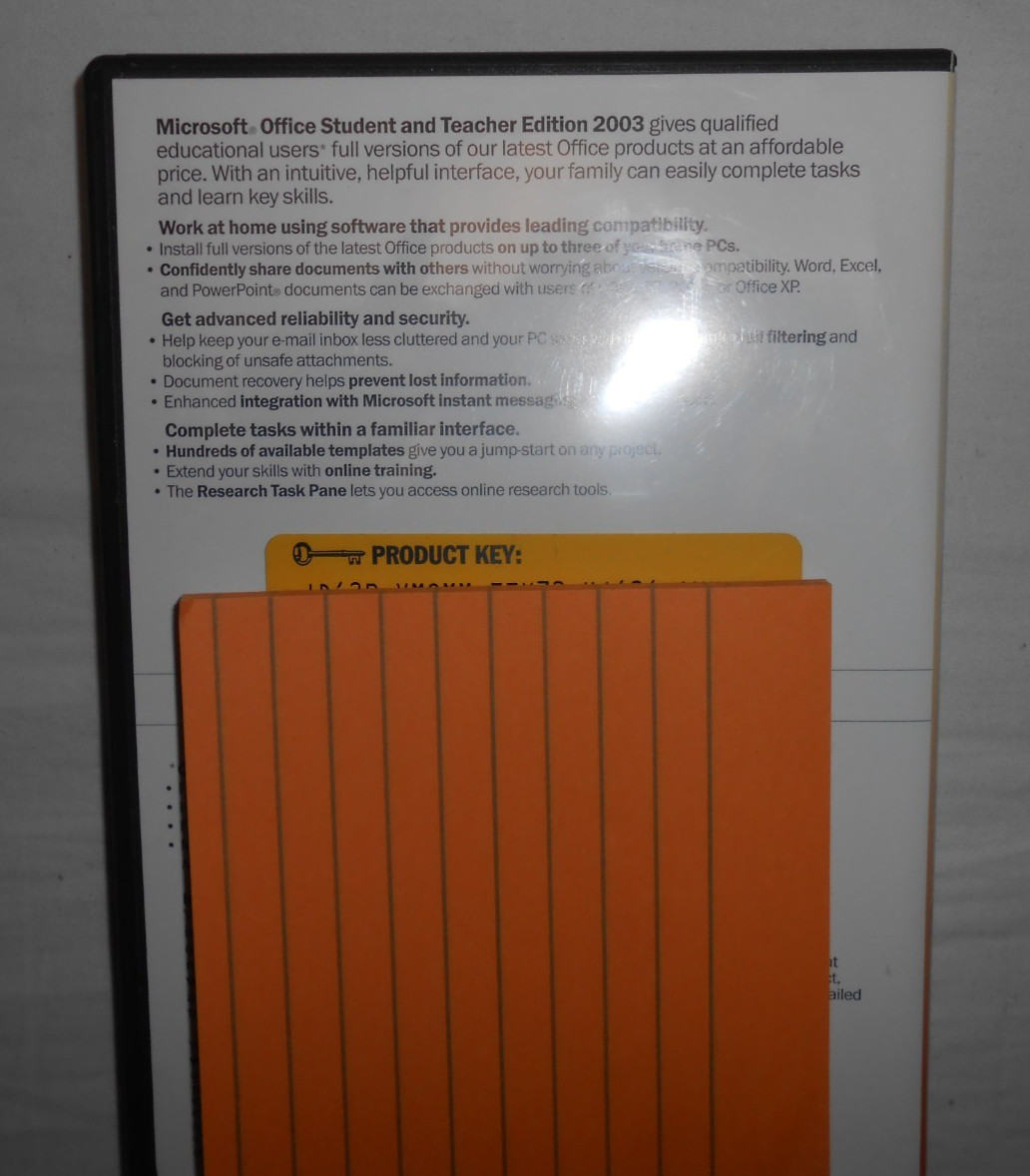 Microsoft Office 2003 Student and Teacher Edition Product Key & Disc