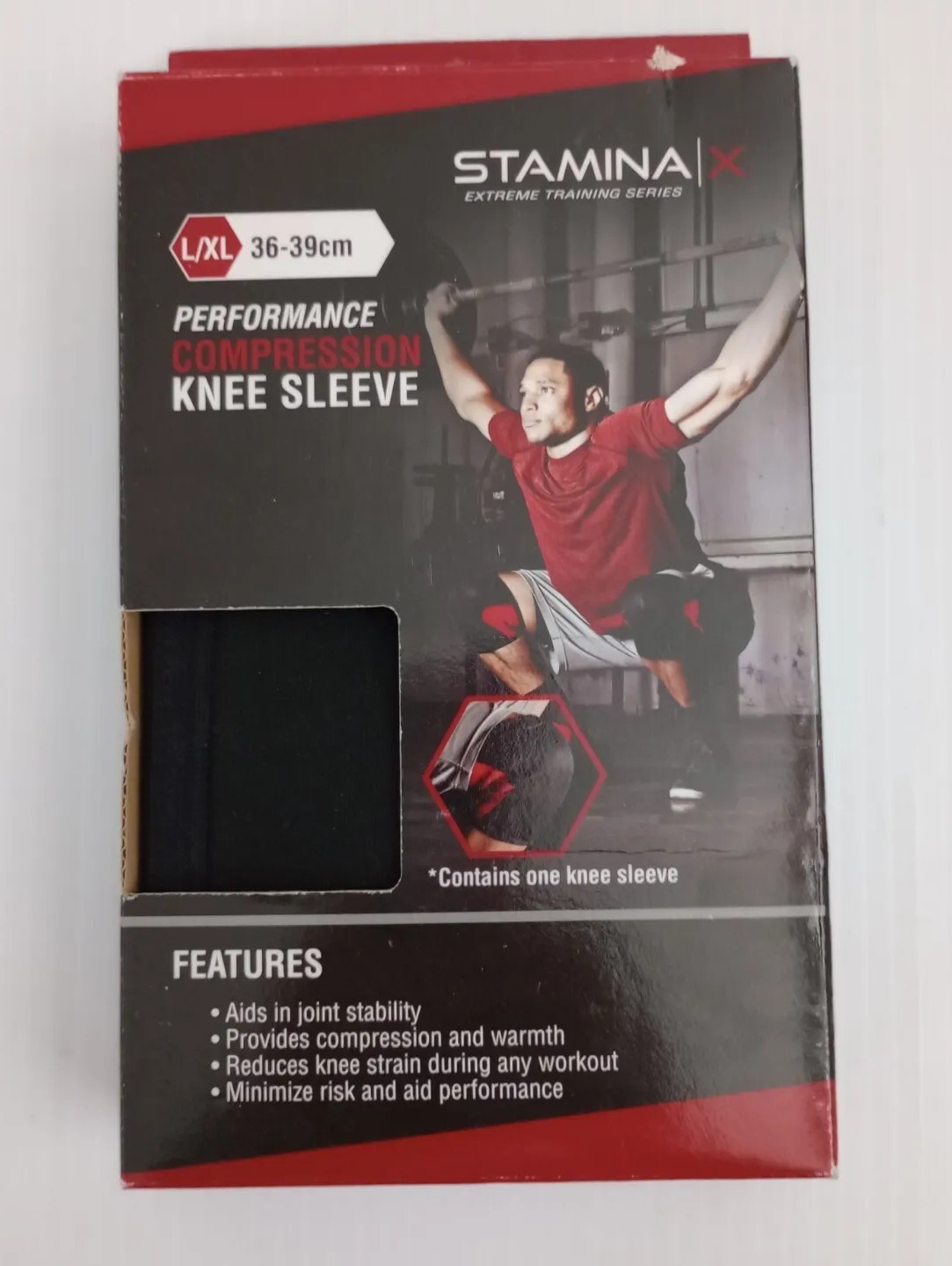 Stamina Compression Knee Sleeve L/XL 36-39cm Fitness Basketball Running Yoga NEW