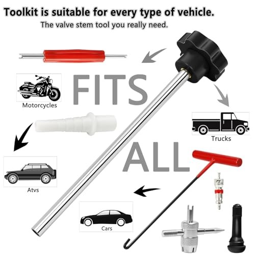 23PCS Tire Valve Stem Tool，Quick Change Valve Installer Kit with Black