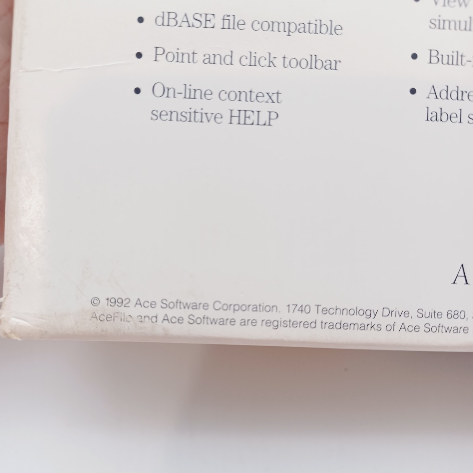 Vtg Ace File Computer Software 1992 Windows 2.0 Sealed Floppy Disc
