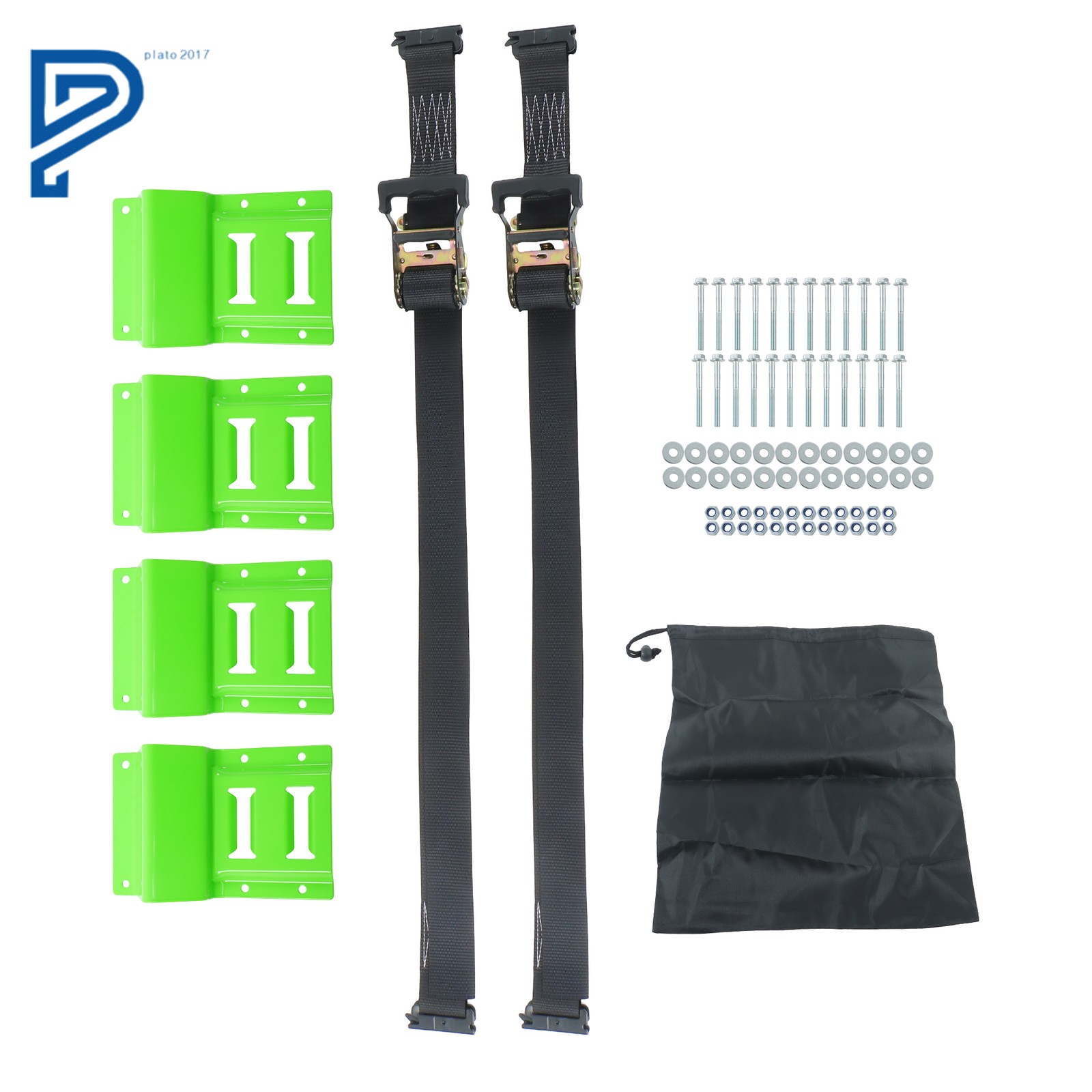 Wheel Chock Tie Down Straps Set 2pcs 8' Ratchet Straps 4PCS Wheel Chocks