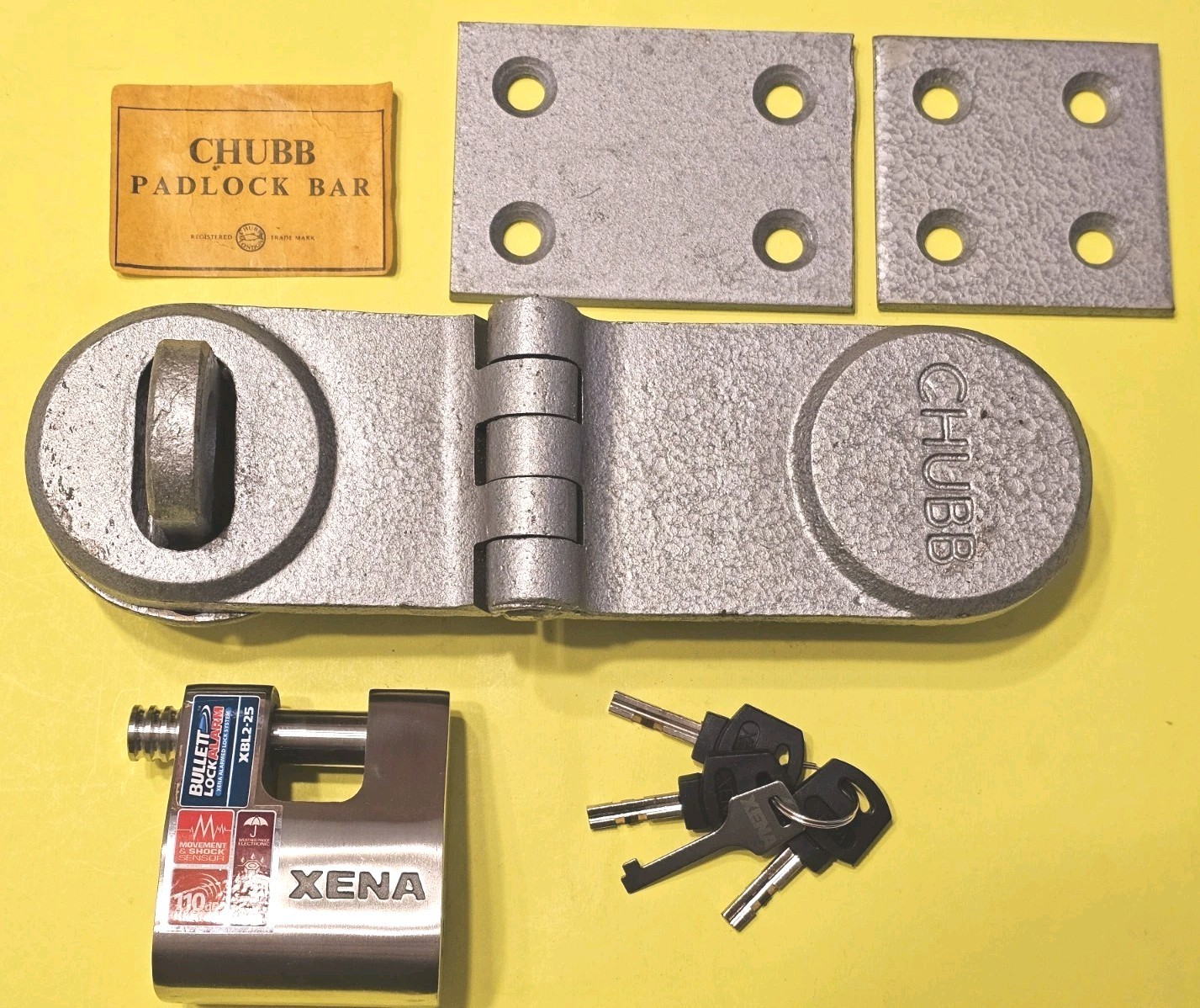 CHUBB HIGH SECURITY LOCK  PADLOCK HASP STAPLE BAR LOCK & XENA LOCK RARE LIMITED