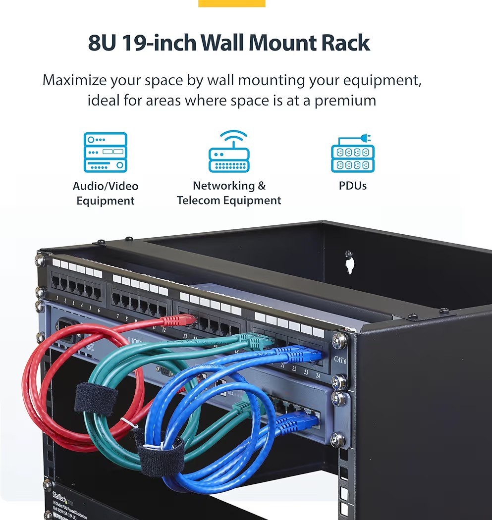 StarTech.com 8U Wall Mount Patch Panel Bracket - 13.75 inch Deep - 19" Patch ...