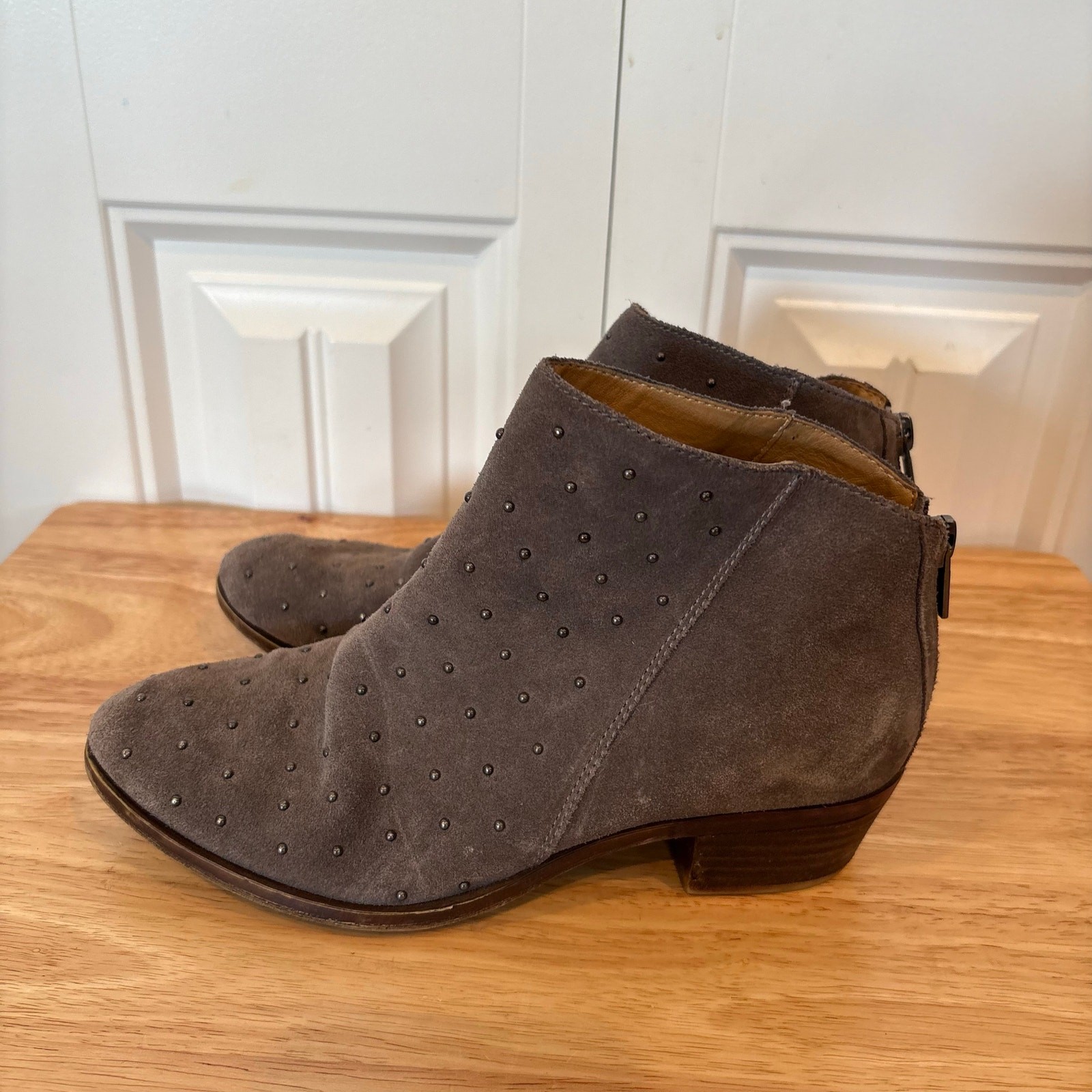 Lucky Breena Gray Studded Ankle Boots Size 6