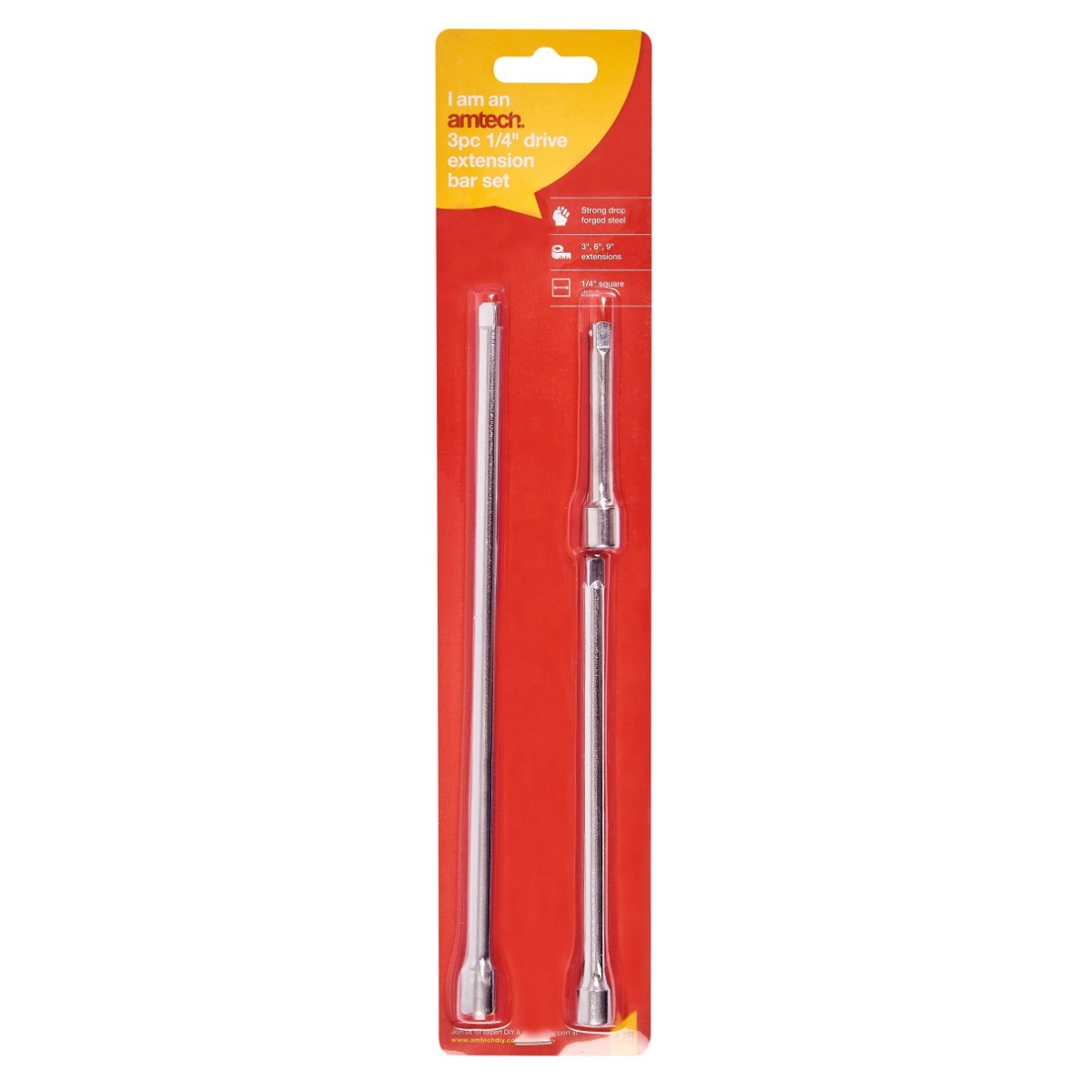 3pc 1/4" SHORT EXTENSION BAR SET TOOL DIY AMTECH CONFINED SPACES DRIVE SOCKET