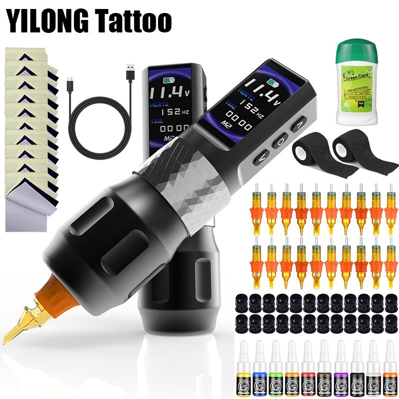 Professional Coreless Motor Tattoo Gun  Machine With 2 Wireless Power 2000mAh