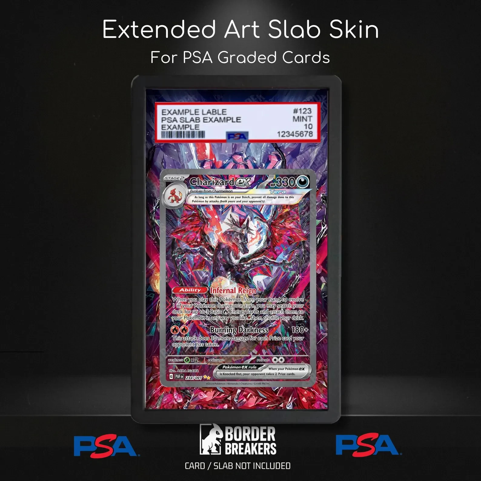 Charizard ex 234/091 Pokemon PSA Slab Skin | PSA Extended Art Slab Skin