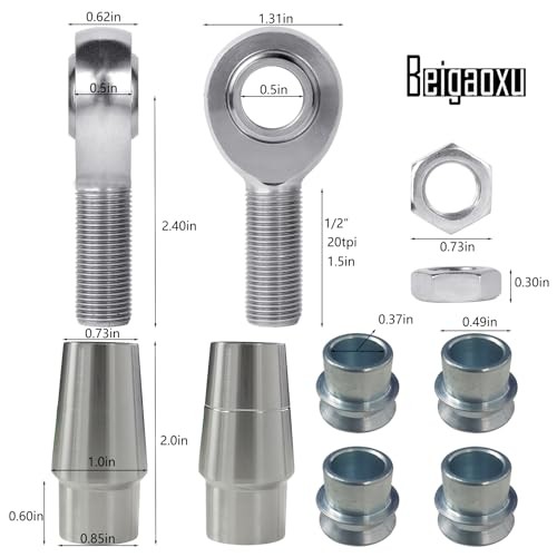 1/2” Heim Joint Rod End Kit, 500” Right and Left Hand Thread 1/2inch-2 Pair