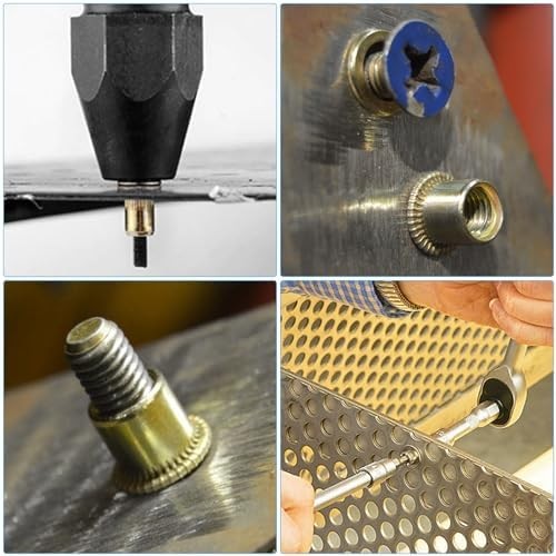 100Pcs #10-24 UNC Rivet Nuts, Carbon Steel Flat Head Rivnut Threaded Insert Nut,