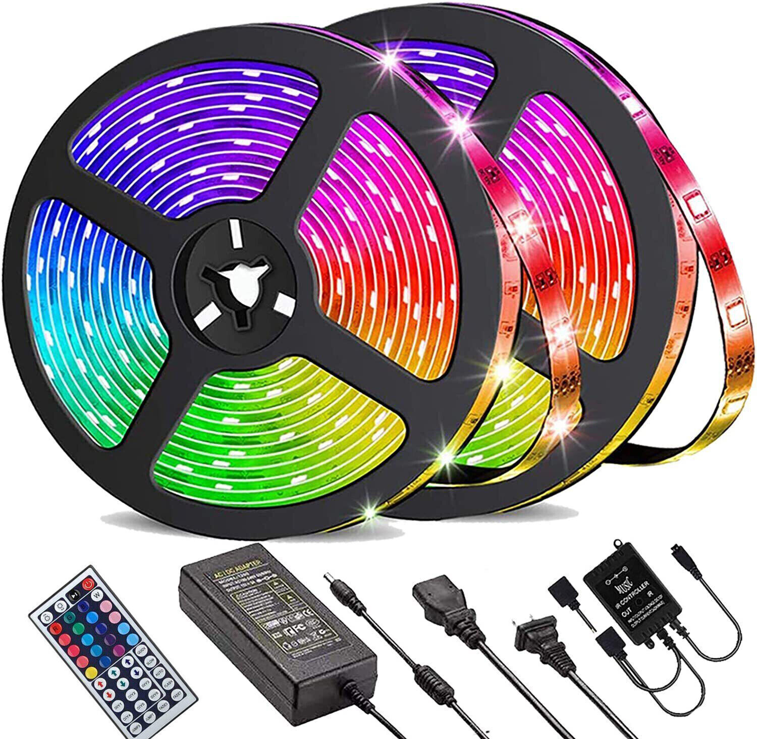 New LED Strip Lights 100ft Music Sync 5050 RGB Room Light with Remote